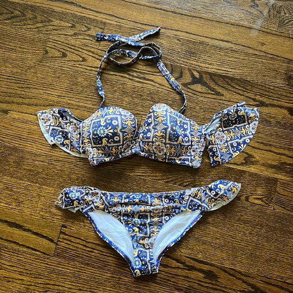 ASOS Swim Bikini Set Size US 8 Bottoms 34DD Top - Picture 1 of 4